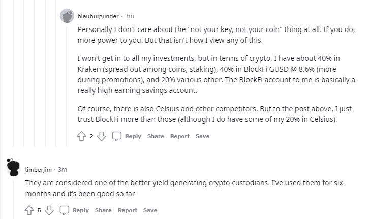 BlockFi reviews on Reddit