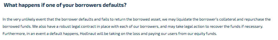 Procedures in case of a default