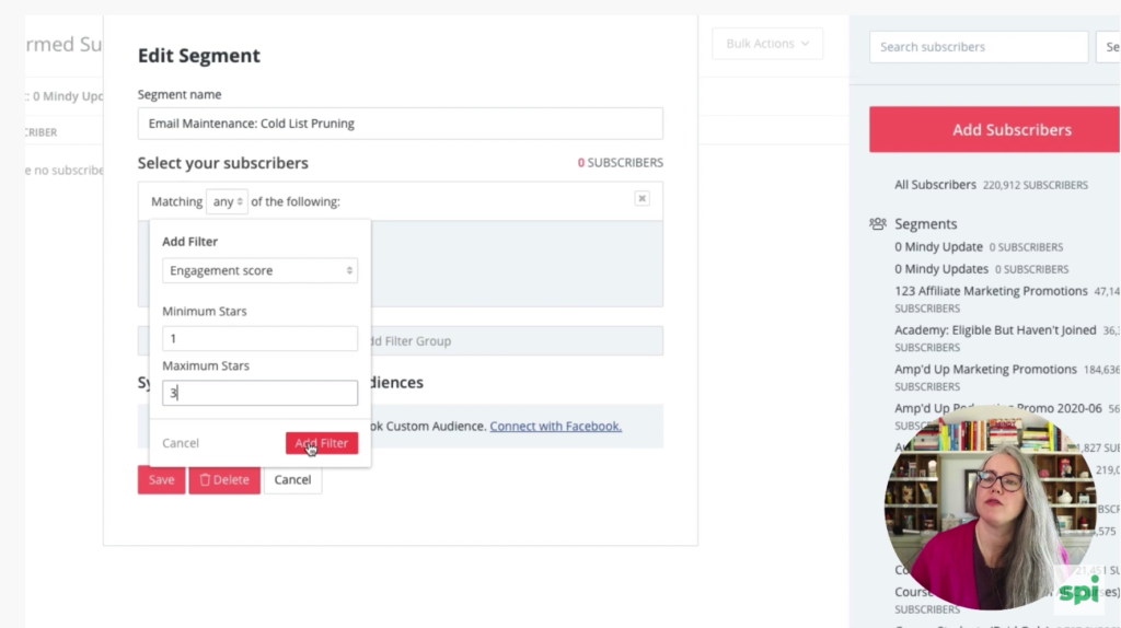 edit segment email maintenance cold list pruning convertkit reengagement sequence
